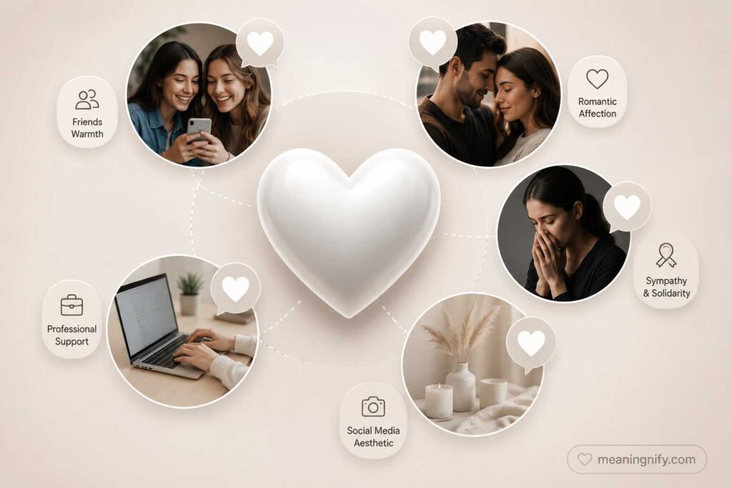 White Heart Usage in Different Contexts (Chat, Social Media, Professional Fields)