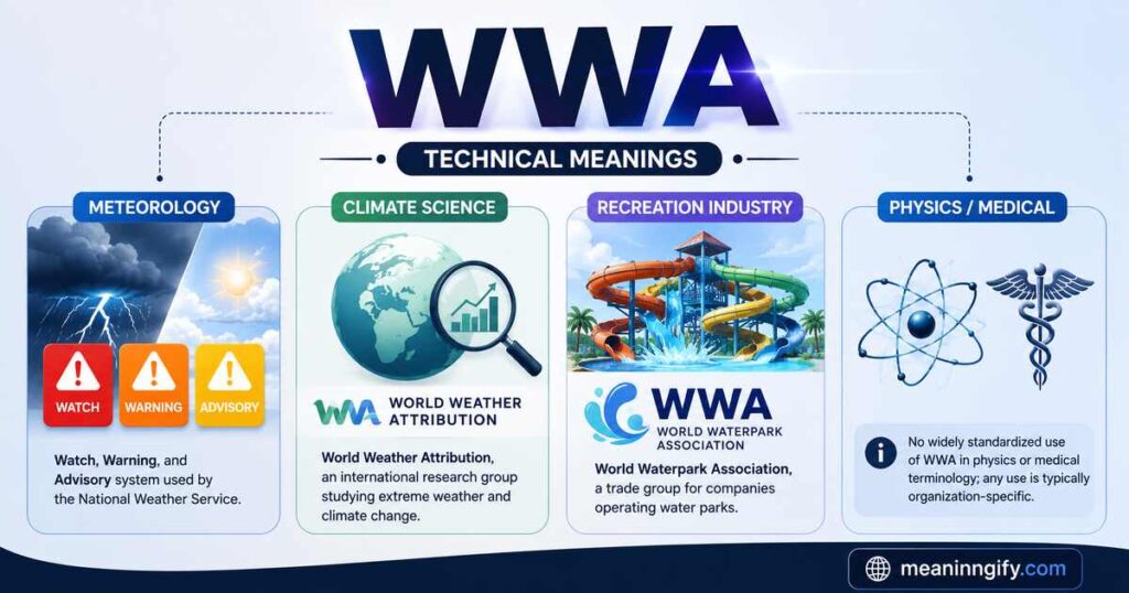 WWA meanings in technical fields